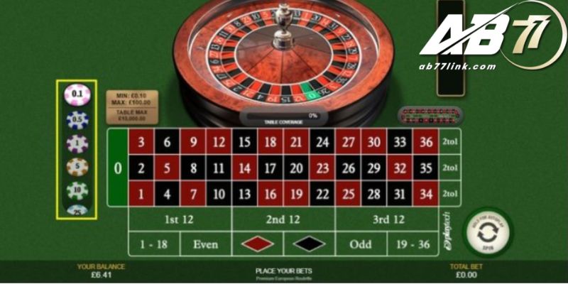 Chơi roulette AB77 có thể cược nhiều cửa cùng lúc